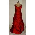  Red dupion draped gown front
