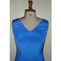  Electric blue silk crepe shift dress front close