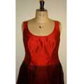  Red dupion and organza dress front close