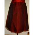  Red dupion and organza dress skirt detail