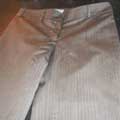  Lakshmi brown stripe trousers fly detail